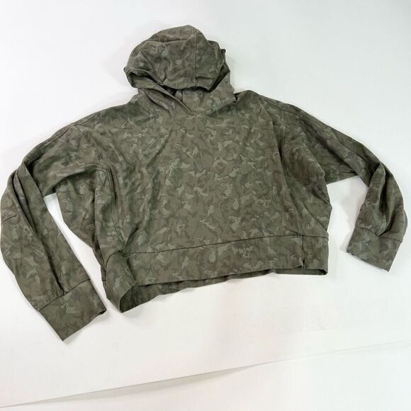 Athleta Sweatshirt Womens Large Brown Camo Print Long-Sleeve Pullover Hoodie - Picture 1 of 11